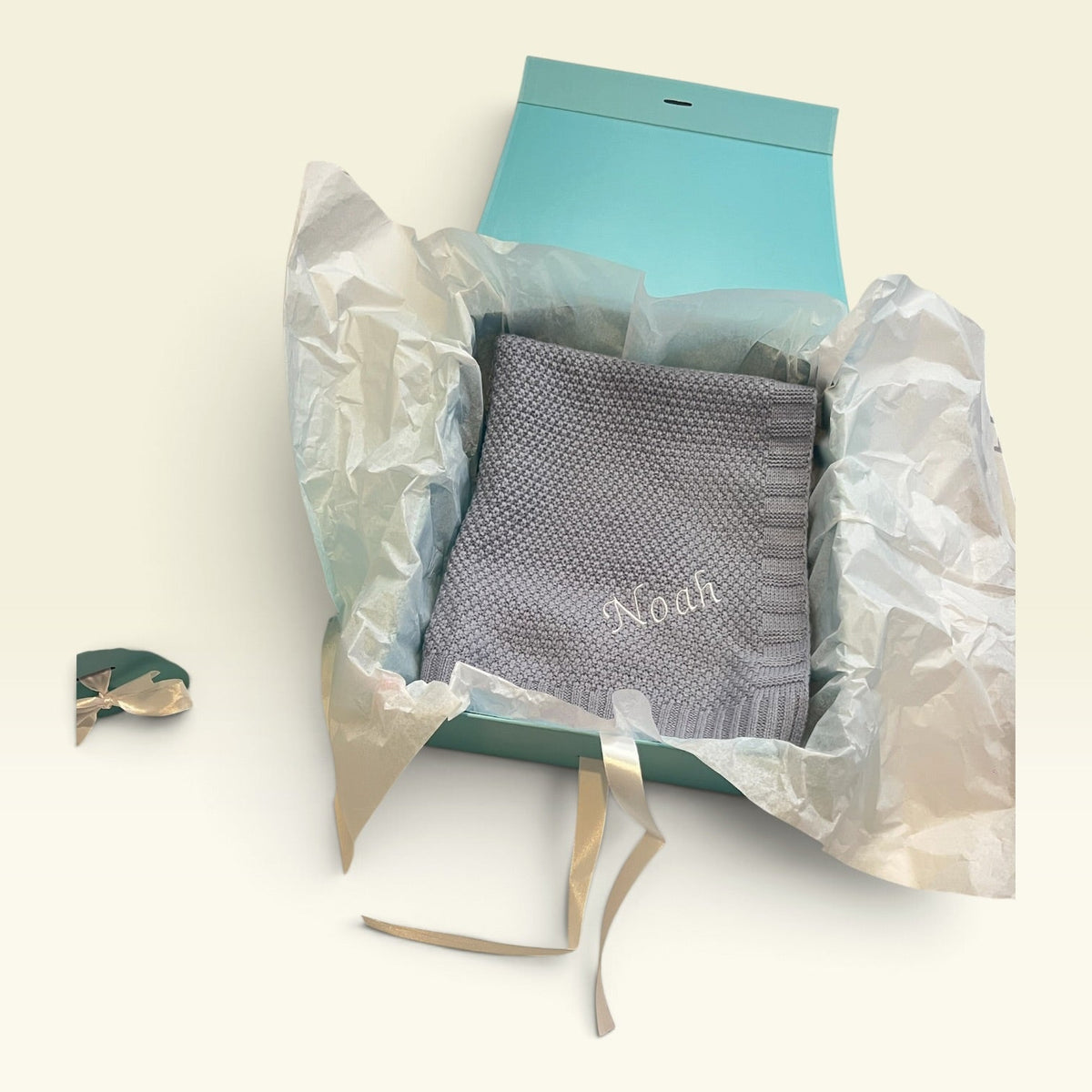 Teal blue baby keepsake gift box, can be personalised