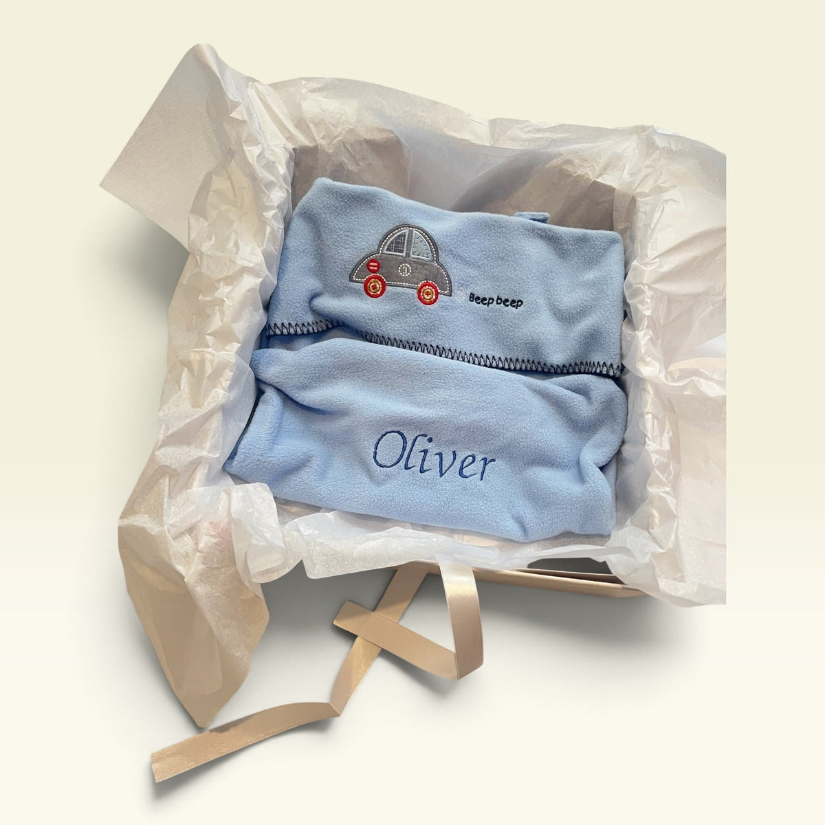 White baby keepsake gift box open, can be personalised